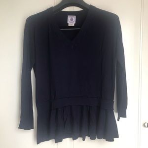 Navy Blue Ruffle Trim Sweater - S/M